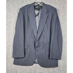 Town Craft Blazer Mens 42L Navy Blue Pinstripe Two Button Sport Coat Jacket